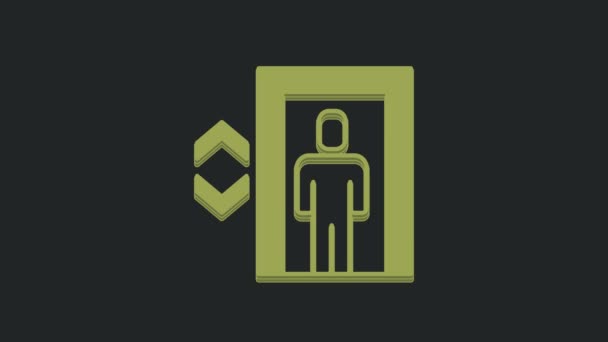 Πράσινο Εικονίδιο Lift Απομονώνεται Μαύρο Φόντο Σύμβολο Ασανσέρ Γραφική Κίνηση — Αρχείο Βίντεο