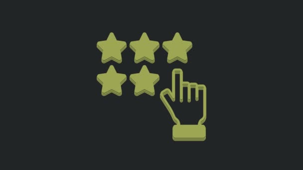 緑黒の背景に隔離された5つ星の顧客製品評価のアイコン お気に入り 最高の評価 賞のシンボル 4Kビデオモーショングラフィックアニメーション — ストック動画