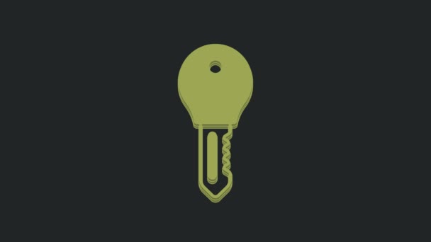 Ікона Ключа Зеленого Готелю Ізольована Чорному Фоні Відеографічна Анімація — стокове відео