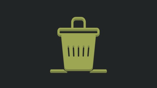 Green Papierkorb Symbol Isoliert Auf Schwarzem Hintergrund Mülleimer Schild Papierkorb — Stockvideo