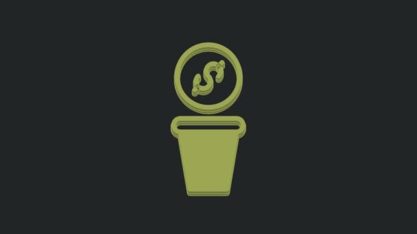 Icono Dinero Donación Verde Aislado Sobre Fondo Negro Mano Dar — Vídeo de stock