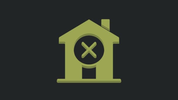 Зелений Немає Значка Будинку Ізольовані Чорному Тлі Агентство Нерухомості Або — стокове відео