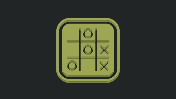 Зелений Tic Tac Toe Піктограма Гри Ізольовані Чорному Тлі Відео — стокове відео