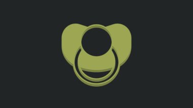 Siyah arkaplanda yeşil bebek emziği simgesi izole edildi. Çocuk oyuncağı. 4K Video hareketli grafik canlandırması.