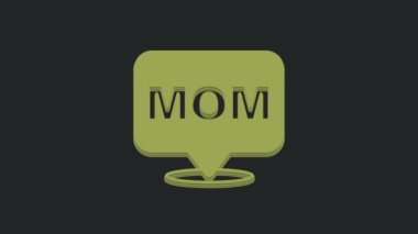 Yeşil Konuşma Balonu anne simgesi siyah arkaplanda izole edildi. Anneler Günün kutlu olsun. 4K Video hareketli grafik canlandırması.