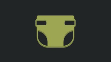 Yeşil Bebek emici bebek bezi ikonu siyah arka planda izole edilmiş. 4K Video hareketli grafik canlandırması.