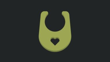 Yeşil bebek önlüğü simgesi siyah arkaplanda izole edildi. 4K Video hareketli grafik canlandırması.