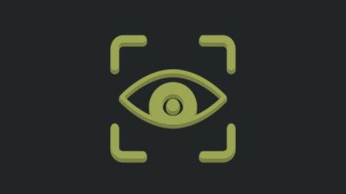 Yeşil göz tarama simgesi siyah arkaplanda izole edildi. Göz taraması yapılıyor. Güvenlik kontrol sembolü. Siber göz işareti. 4K Video hareketli grafik canlandırması.