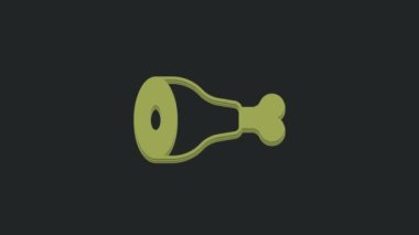 Yeşil Tavuk bacak simgesi siyah arkaplanda izole edildi. Tavuk budu. 4K Video hareketli grafik canlandırması.