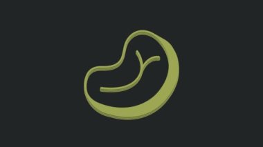 Siyah arkaplanda yeşil biftek ikonu var. 4K Video hareketli grafik canlandırması.