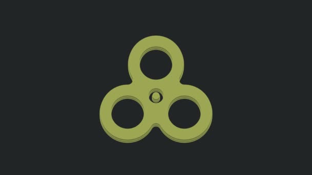 Icono Spinner Green Fidget Aislado Sobre Fondo Negro Estrés Alivia — Vídeos de Stock