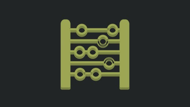 Ícone Abacus Verde Isolado Sobre Fundo Preto Quadro Contagem Tradicional — Vídeo de Stock