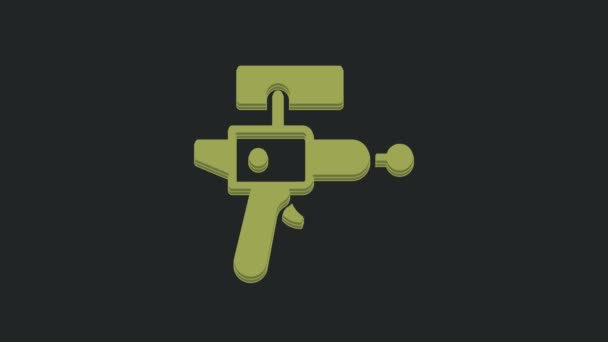 Green Ray Zbraň Ikona Izolované Černém Pozadí Laserová Zbraň Vesmírný — Stock video