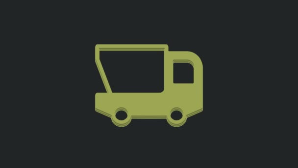 Zielona Ikona Ciężarówki Zabawki Izolowane Czarnym Tle Animacja Graficzna Ruchu — Wideo stockowe