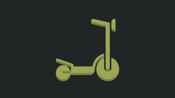 Green Roller Scooter Children Icon Isolated Black Background Kick Scooter — Stock Video