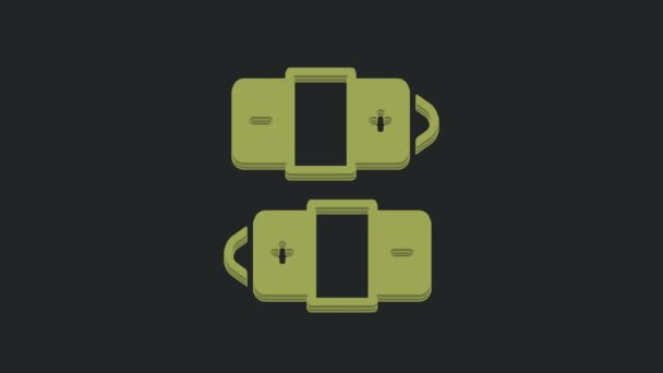 Зеленый Значок Батареи Выделен Черном Фоне Символ Молнии Видеографическая Анимация — стоковое видео