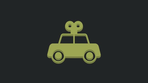 Siyah Arka Planda Yeşil Oyuncak Araba Simgesi Izole Edildi Video — Stok video