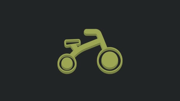 Green Bicycle Kids Icon Isolated Black Background Video Motion Graphic — Stock Video