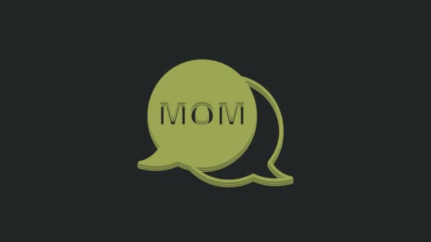Zielona Bańka Mowa Mama Ikona Izolowane Czarnym Tle Szczęśliwego Dnia — Wideo stockowe