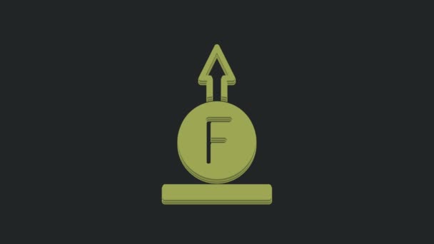 Icono Cálculo Fuerza Verde Fórmula Física Aislado Sobre Fondo Negro — Vídeo de stock