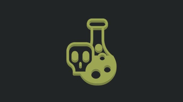 Vaso Químico Laboratorio Verde Con Icono Líquido Tóxico Aislado Sobre — Vídeo de stock