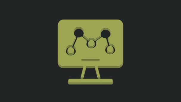 黒の背景に隔離されたノートパソコンのアイコン上の緑の遺伝子工学の変更 Dna分析遺伝子検査クローニング 4Kビデオモーショングラフィックアニメーション — ストック動画