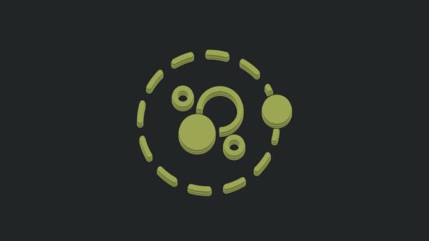 Иконка Green Atom Выделена Черном Фоне Символ Науки Образования Ядерной — стоковое видео