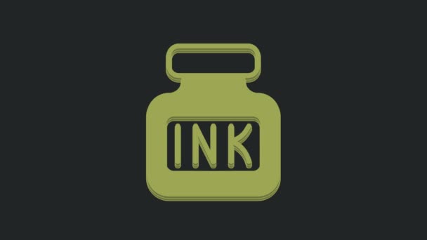 Ikona Green Inkwell Izolovaná Černém Pozadí Grafická Animace Pohybu Videa — Stock video