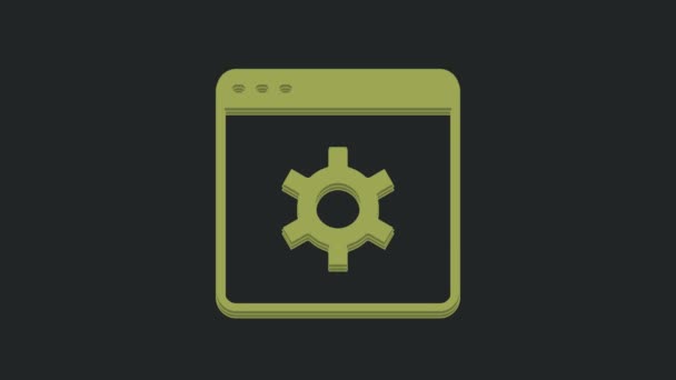 Icona Impostazione Browser Verde Isolato Sfondo Nero Regolazione Assistenza Manutenzione — Video Stock