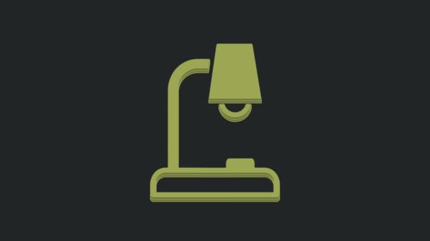Піктограма Зеленої Настільної Лампи Ізольована Чорному Тлі Відео Рух Графічна — стокове відео
