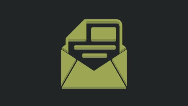 Grønn Post Post Ikon Isolert Svart Bakgrunn Envelope Symbol Post – stockvideo