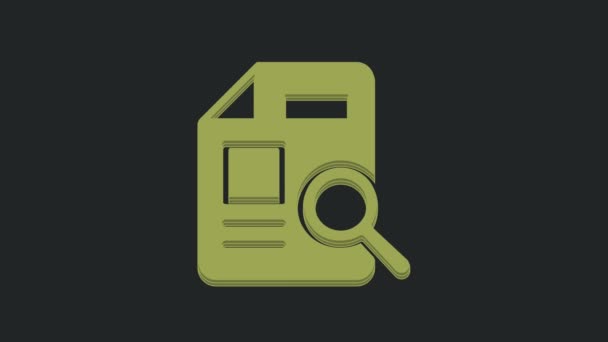 绿色文档 图表图标孤立在黑色背景上 报告文本文件图标 会计标志 4K视频运动图形动画 — 图库视频影像