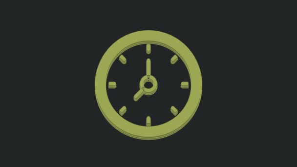 Ícone Relógio Verde Isolado Fundo Preto Símbolo Temporal Animação Gráfica — Vídeo de Stock