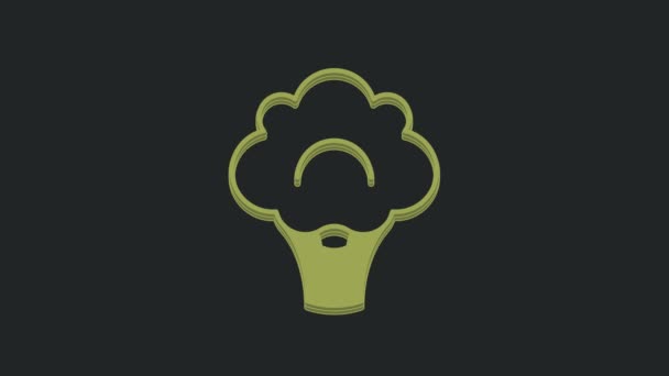Ícone Brócolis Verde Isolado Fundo Preto Animação Gráfica Movimento Vídeo — Vídeo de Stock