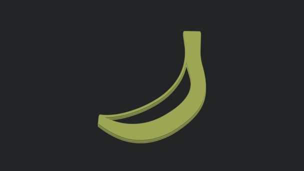 黒の背景に隔離された緑のバナナアイコン 4Kビデオモーショングラフィックアニメーション — ストック動画