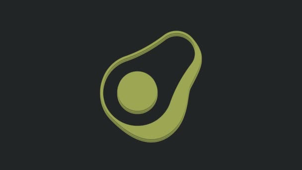 Icona Frutta Verde Avocado Isolata Sfondo Nero Animazione Grafica Video — Video Stock