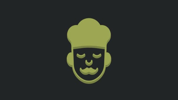 Icona Green Cook Isolata Sfondo Nero Simbolo Dello Chef Animazione — Video Stock