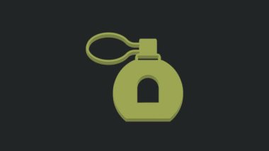 Siyah arkaplanda yeşil parfüm simgesi izole edildi. 4K Video hareketli grafik canlandırması.