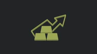 Siyah arka planda izole edilmiş altın külçeli Green Finance grafik okları. Finansal başarı kavramı. Altın yatırım konsepti. 4K Video hareketli grafik canlandırması.