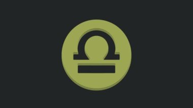 Yeşil Terazi burç simgesi siyah arkaplanda izole edildi. Astrolojik yıldız falı koleksiyonu. 4K Video hareketli grafik canlandırması.