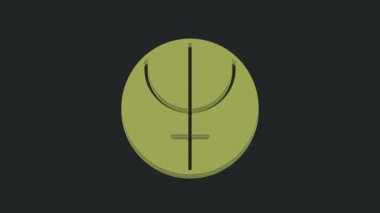 Yeşil Neptün gezegeni simgesi siyah arkaplanda izole edildi. Astroloji, numeroloji, yıldız falı, astronomi. 4K Video hareketli grafik canlandırması.