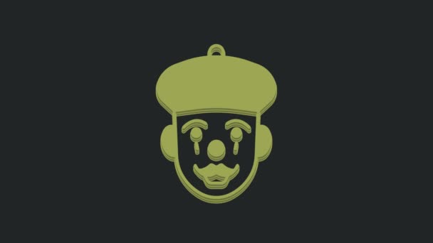 Zelená Francouzská Mime Ikona Izolované Černém Pozadí Grafická Animace Pohybu — Stock video