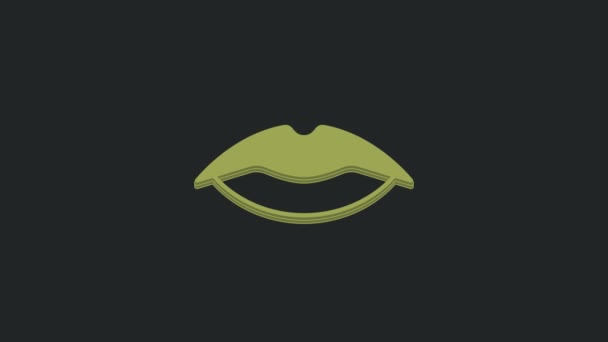Ícone Lábios Sorridentes Verdes Isolado Fundo Preto Símbolo Sorriso Animação — Vídeo de Stock