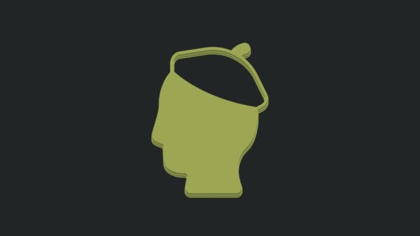 Иконка Зеленого Французского Мужчины Черном Фоне Видеографическая Анимация — стоковое видео