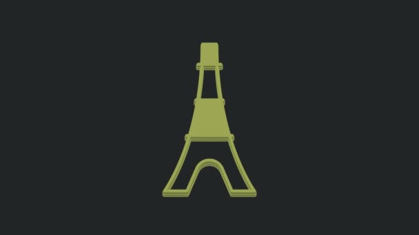 Zielona Ikona Wieży Eiffla Czarnym Tle Symbol Paryża Francji Animacja — Wideo stockowe