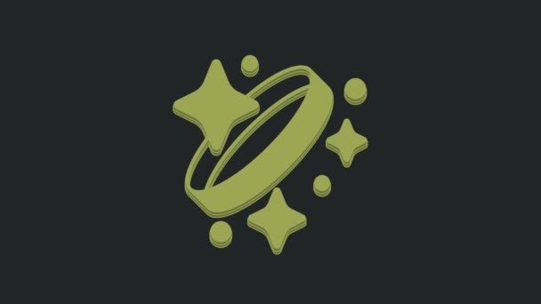 Ікона Залучення Зеленого Діаманта Ізольована Чорному Тлі Відеографічна Анімація — стокове відео