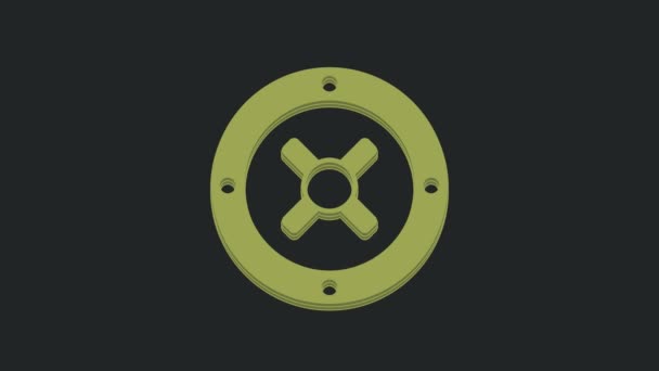 Green Safe Icon Isolated Black Background Door Safe Bank Vault — Stock Video
