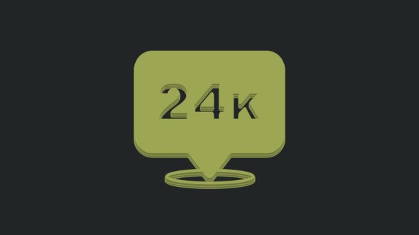 Verde Barras Oro 24K Icono Aislado Sobre Fondo Negro Concepto — Vídeos de Stock