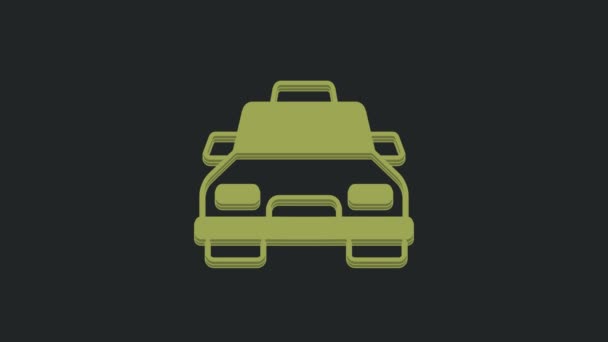 Green Taxi Auto Pictogram Geïsoleerd Zwarte Achtergrond Video Motion Grafische — Stockvideo