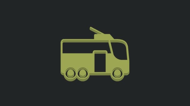 Zielona Ikona Trolejbusu Odizolowana Czarnym Tle Symbol Transportu Publicznego Animacja — Wideo stockowe